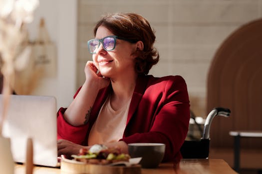 a digital nomad working at a café