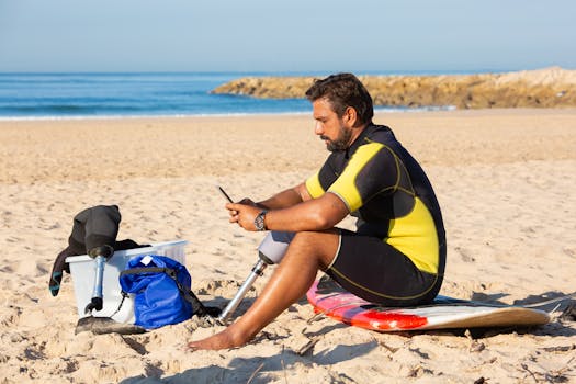 digital nomad enjoying a beach