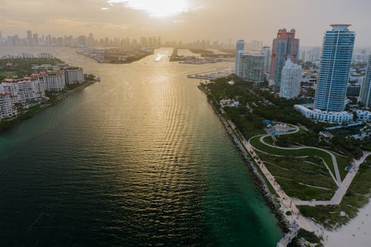 Aerial view of a popular travel destination