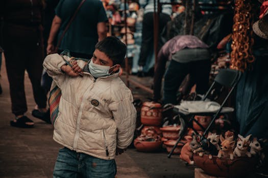 A bustling street market in Mexico