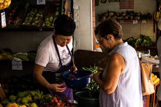 local food market with fresh produce