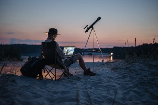 Stunning beach with a laptop