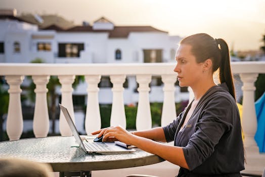 Freelancer enjoying a scenic view while working